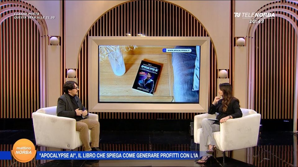 Anteprima dell'intervista a Mattino Norba su Telenorba, dedicata al libro Apocalypse AI